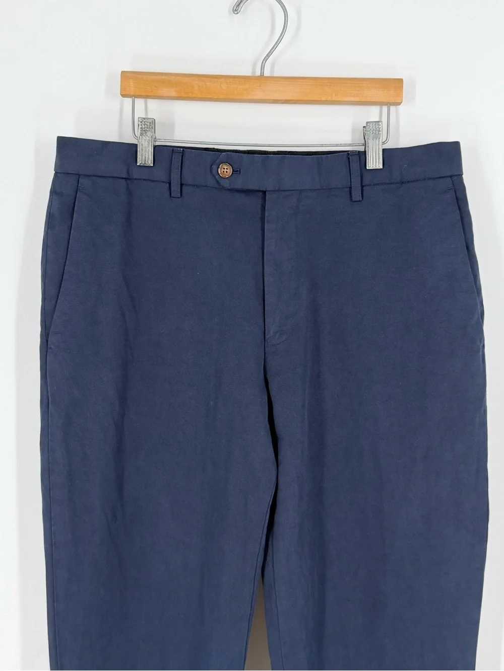 J.Crew 32x31 Navy Cotton Linen Chino Pants Mens Flat Front Ivy Prep Old Money